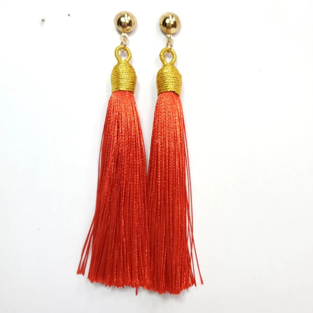3 for $25 Red & Gold Tassel Earrings